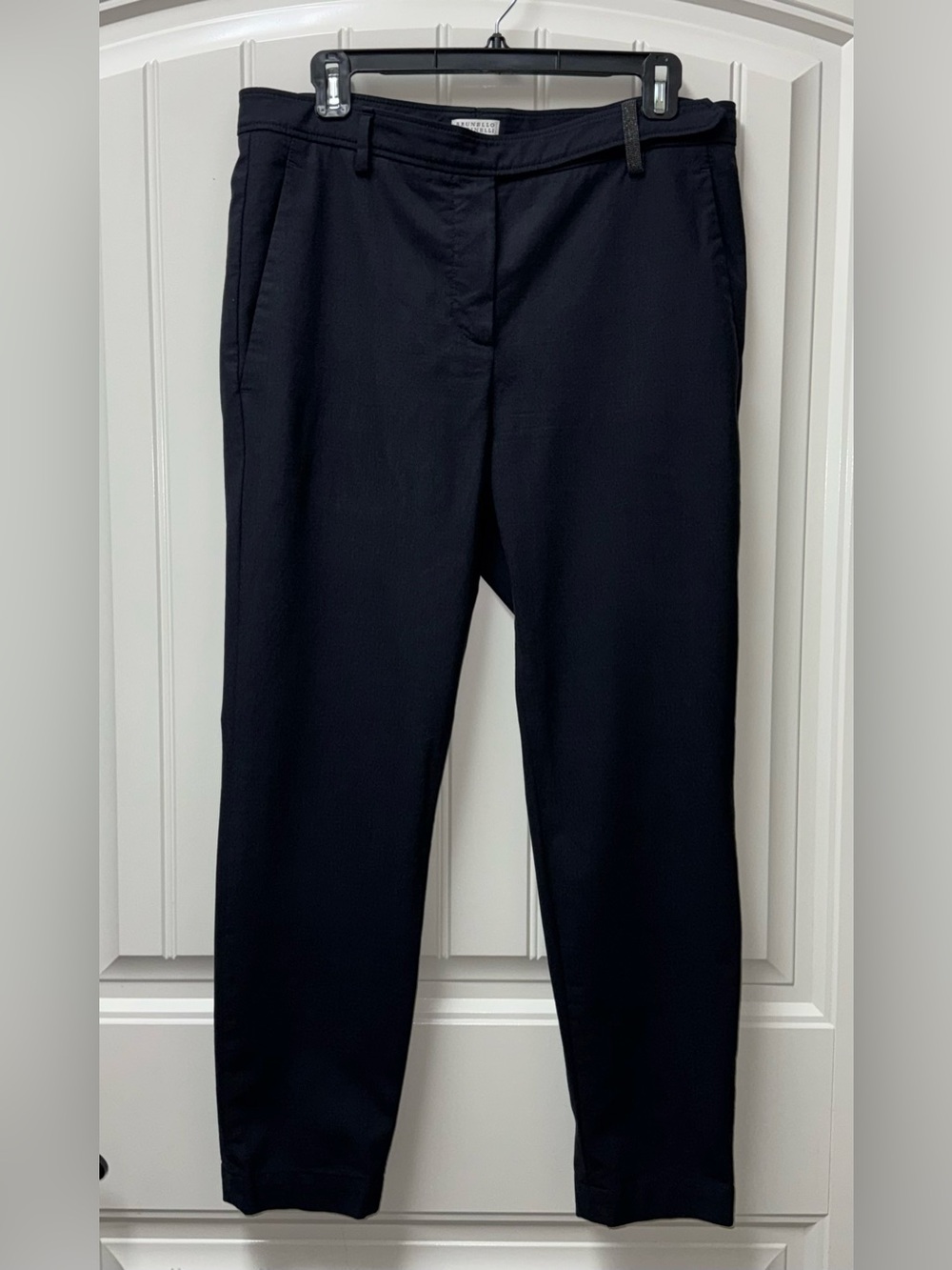 WOMENS F 40 D 38 US 8 BRUNELLO CUCINELLI TAPERED LEG WOOL BLEND NAVY BLUE PANTS